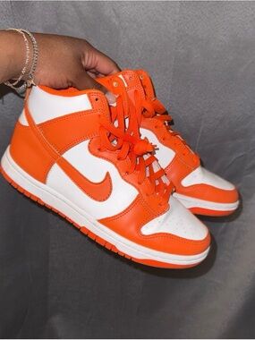 Nike Men’s High-Top Sneakers - White & Orange